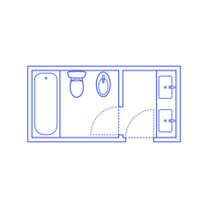 Layouts Bathrooms Primary Split Bidet 2 Wall Center Icon Svg Vector, Free Vectors File